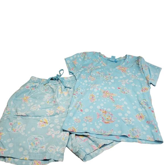 Fresh Produce Womens Pj Set Size Small 100% Cotton Sea Turtles Fish Used - Picture 1 of 10
